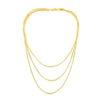 14k Yellow Gold Three Strand Herringbone Chain Necklace