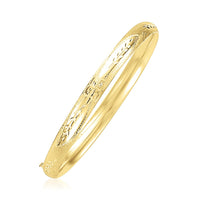 14k Yellow Gold Dome Florentine Design Bangle
