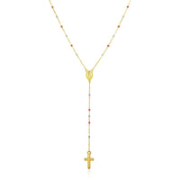 14k Tri Color Gold Lariat Rosary Necklace