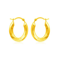 14k Yellow Gold Polished Oval Hoop Earrings