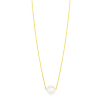 14k Yellow Gold Pearl Solitaire Necklace