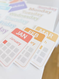 Calendar (Days, Months, Seasons) Flashcards and Magnets