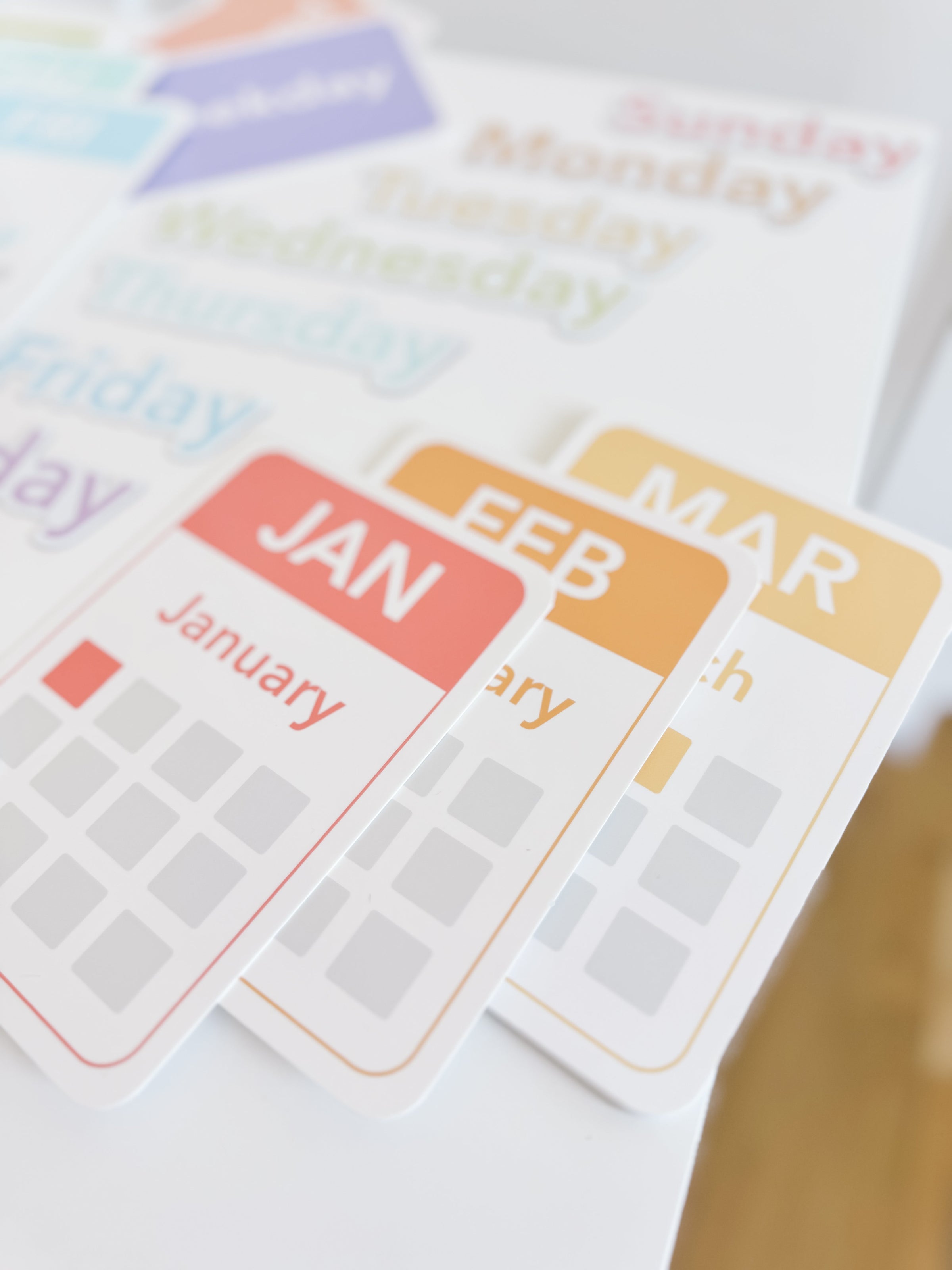 Calendar (Days, Months, Seasons) Flashcards and Magnets