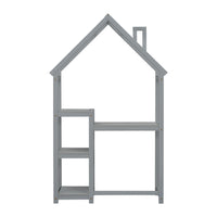 House-shaped Wooden writing Desk,Kids study Table,Bookshelf & Toy Storage,Grey