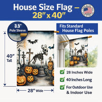 Pet Cemetery Spooky Halloween House Flag 28x40 Porch Sleeve Pole Decorative Outside Yard Banner Artwork Wall Hanging, Polyester