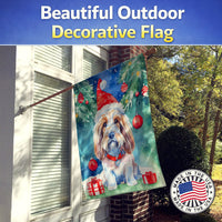 Petit Basset Griffon Vendeen Christmas House Flag 28x40 Porch Sleeve Pole Decorative Outside Yard Banner Artwork Wall Hanging, Polyester