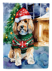 Petit Basset Griffon Vendeen Christmas House Flag 28x40 Porch Sleeve Pole Decorative Outside Yard Banner Artwork Wall Hanging, Polyester