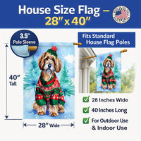 Petit Basset Griffon Vendeen Christmas House Flag 28x40 Porch Sleeve Pole Decorative Outside Yard Banner Artwork Wall Hanging, Polyester