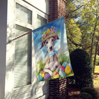 Whippet Easter Egg Hunt House Flag 28x40 Porch Sleeve Pole Decorative Outside Yard Banner Artwork Wall Hanging, Polyester