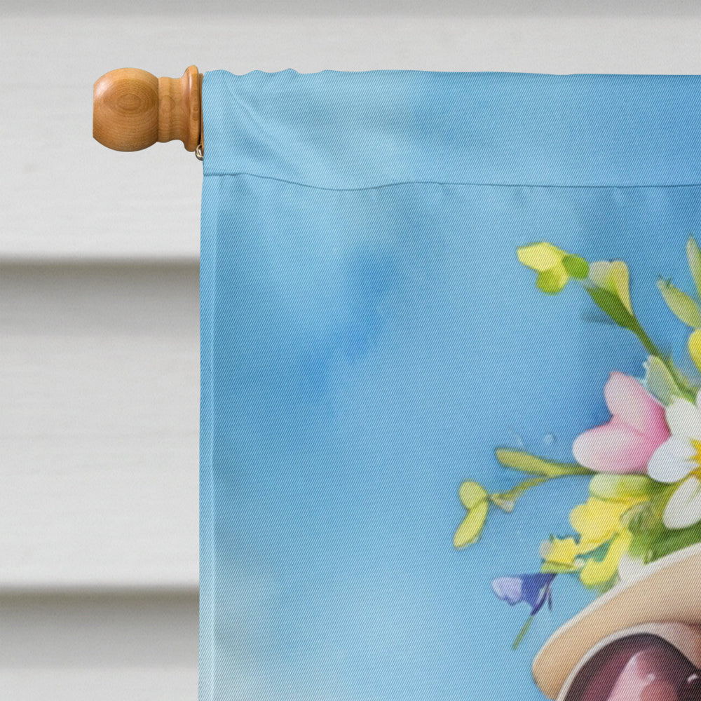 Whippet Easter Egg Hunt House Flag 28x40 Porch Sleeve Pole Decorative Outside Yard Banner Artwork Wall Hanging, Polyester