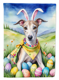 Whippet Easter Egg Hunt House Flag 28x40 Porch Sleeve Pole Decorative Outside Yard Banner Artwork Wall Hanging, Polyester