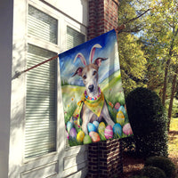 Whippet Easter Egg Hunt House Flag 28x40 Porch Sleeve Pole Decorative Outside Yard Banner Artwork Wall Hanging, Polyester