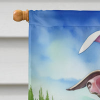 Whippet Easter Egg Hunt House Flag 28x40 Porch Sleeve Pole Decorative Outside Yard Banner Artwork Wall Hanging, Polyester