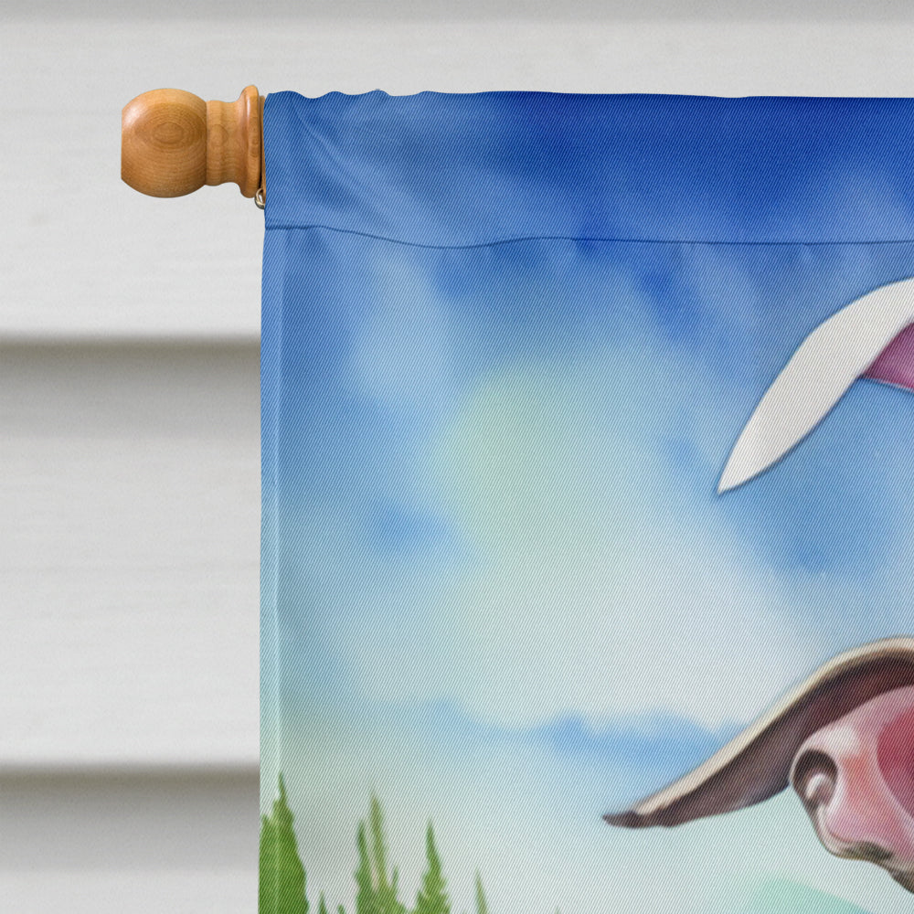 Whippet Easter Egg Hunt House Flag 28x40 Porch Sleeve Pole Decorative Outside Yard Banner Artwork Wall Hanging, Polyester