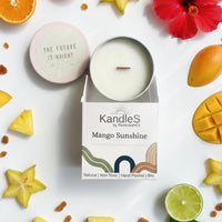 Mango Sunshine Luxury Candle | 8oz Non-Toxic Soy Candle with Wooden Wick | Clean Burn