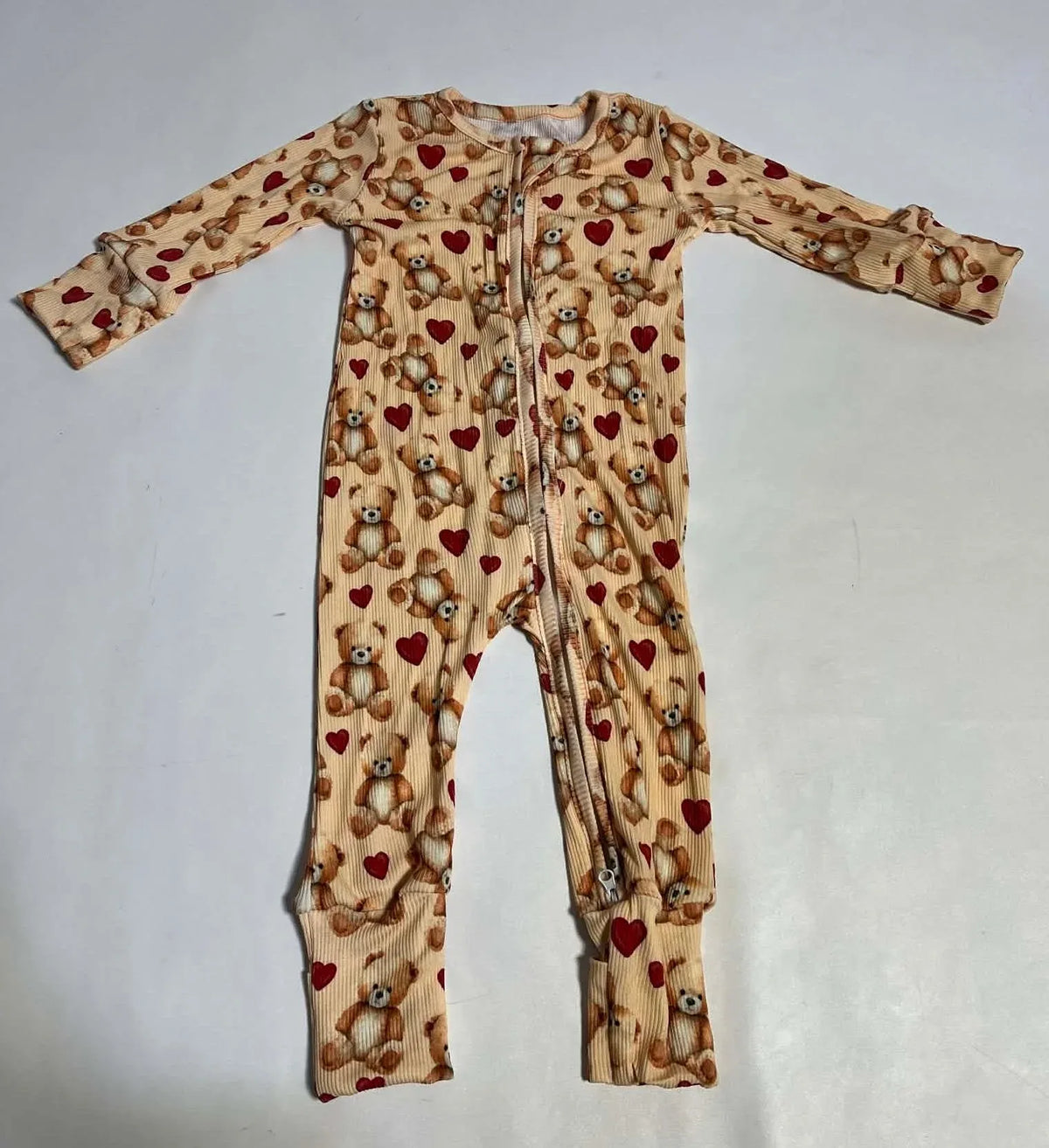 Ribbed bamboo teddy heart zippy - BIG FRENCHIES