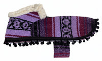 Purple/Black Dog Poncho/Sarape with Fur