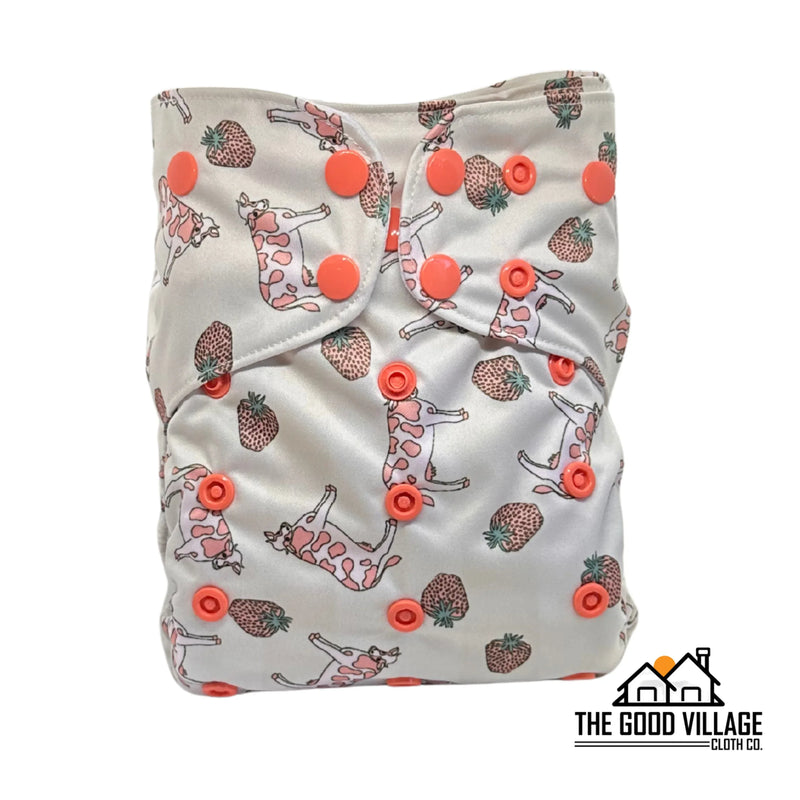 One Size Pocket Diaper - Strawberry Milk - BIG FRENCHIES