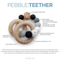 Kanga Care Silicone & Wood Teething Ring - Crocheted - Pebble