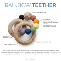 Kanga Care Silicone & Wood Teething Ring - Bubble - Rainbow