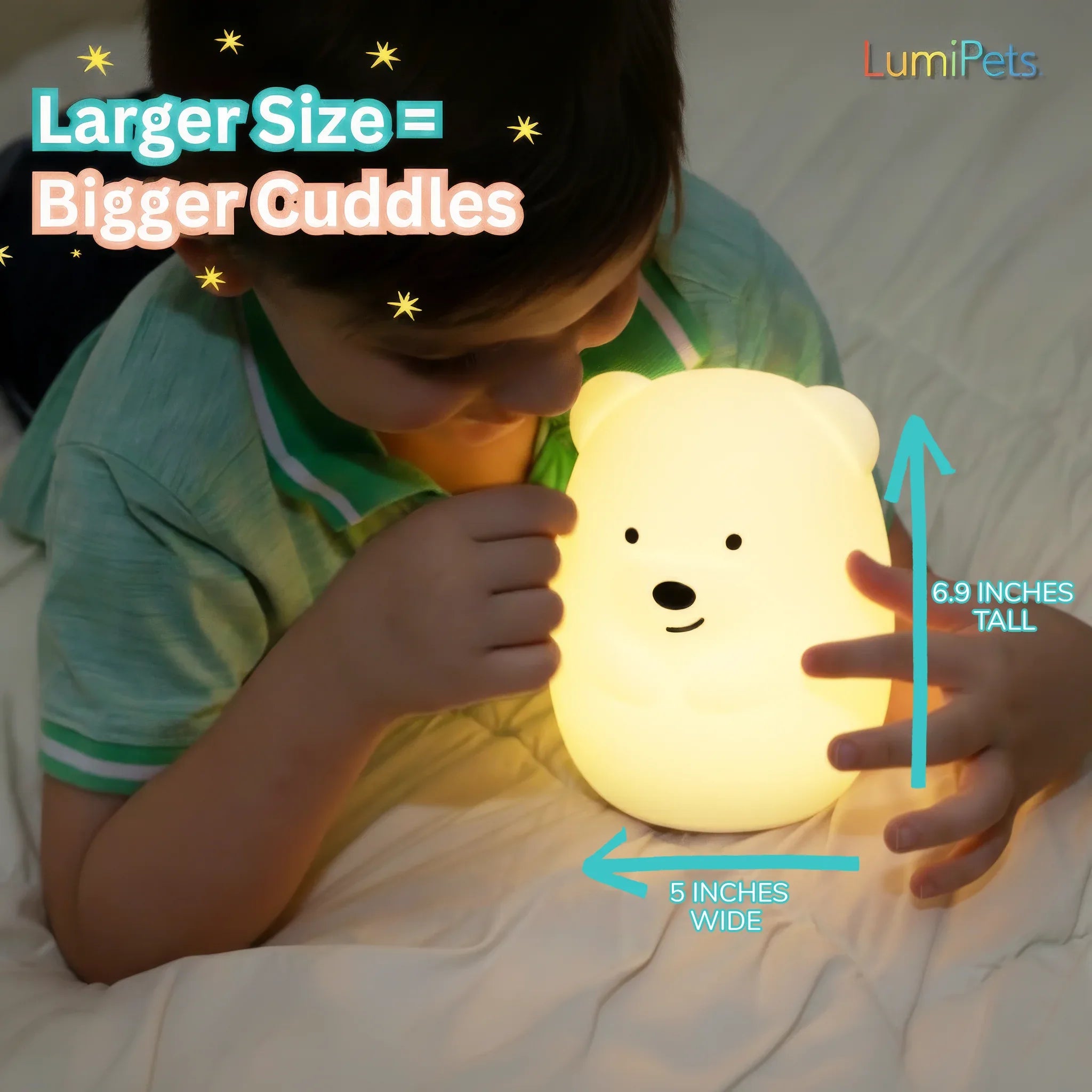 LumiPets® Benny the Bear- Children's Touch Night Light - BIG FRENCHIES