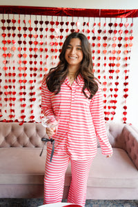 Pink & Red Stripes - Long Pajama Set
