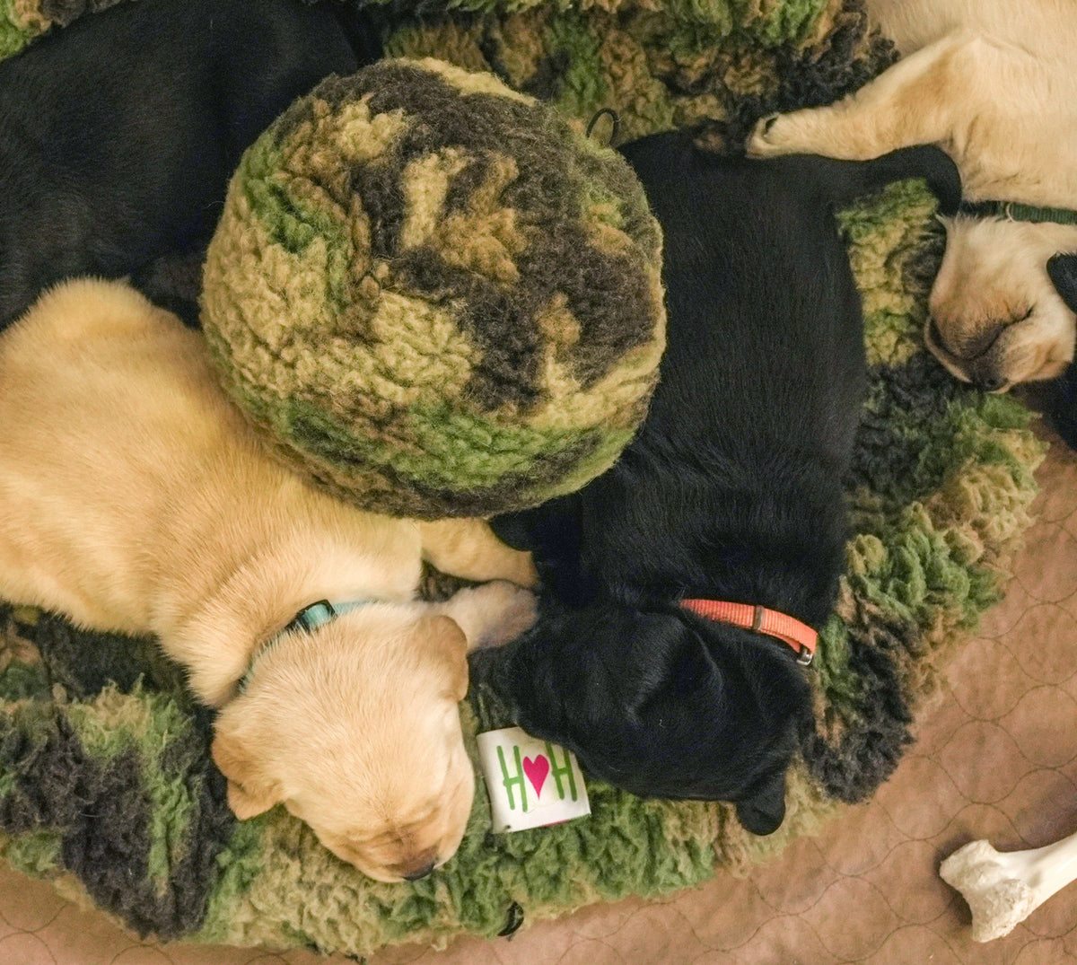 HuggleCause™, Warrior Canine Connection, Camouflage HuggleFleece® Plush Ball Dog Toy - BIG FRENCHIES