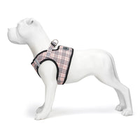 Beige Plaid Step In Dog Harness - Reflective Soft Mesh Halter - Teacup to Small Dogs - BIG FRENCHIES