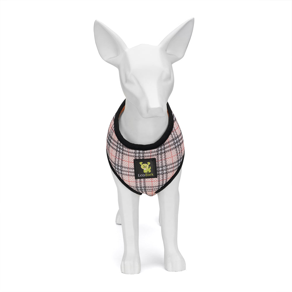 EcoBark Beige Plaid Dog Harness- Over-the-Head Dog Vest Halter for Small to Medium Dogs, and Puppies - BIG FRENCHIES