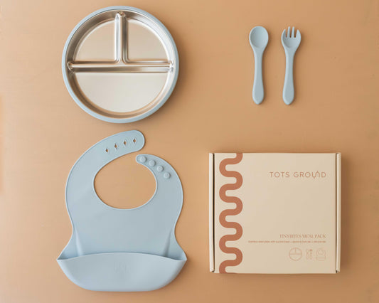 Stainless Steel Baby Feeding Set 6+ Months - Baby Blue - BIG FRENCHIES