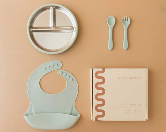 Stainless Steel Baby Feeding Set 6+ Months- Sage Green - BIG FRENCHIES
