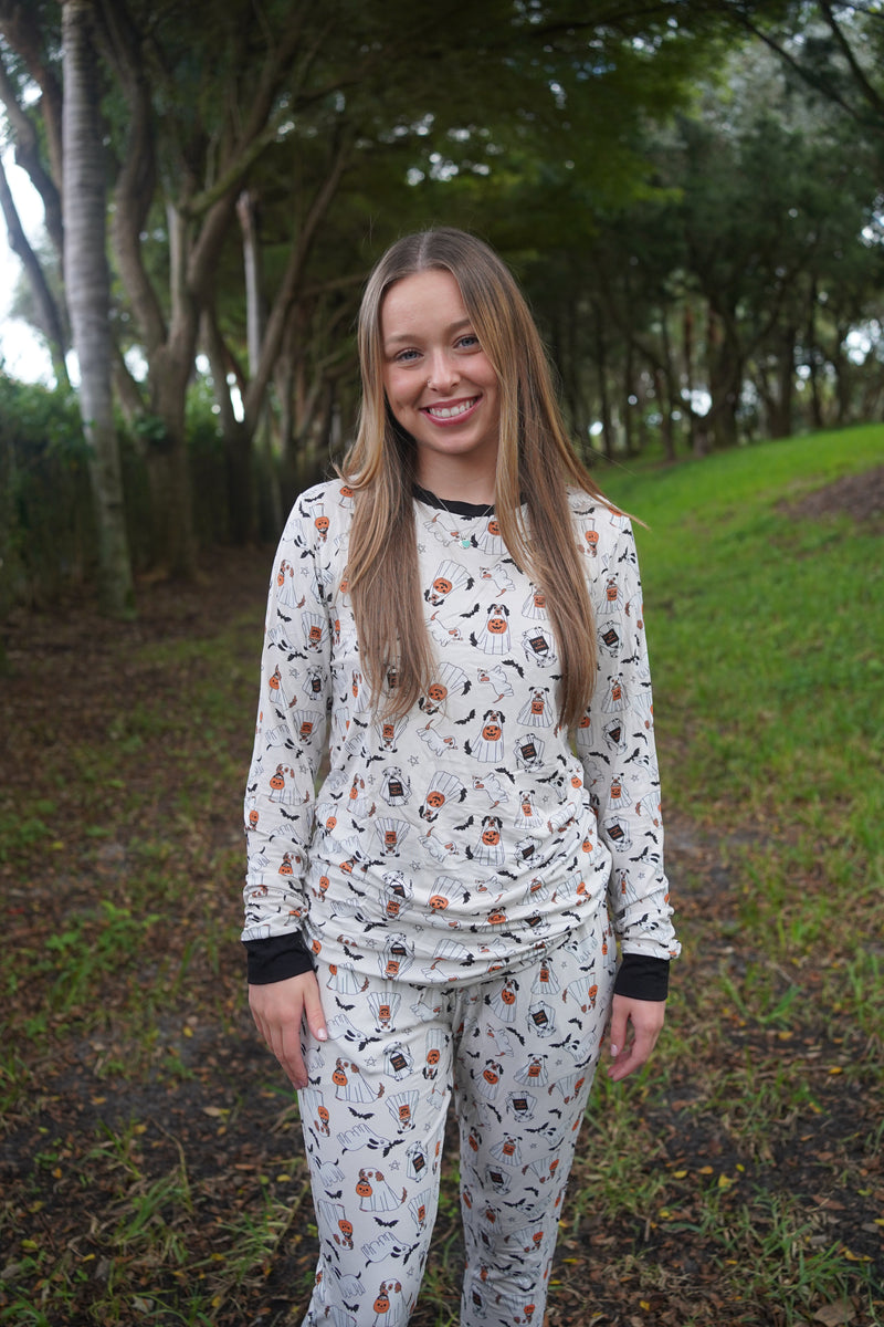 Howl-O-Ween Pups (Women's Long Sleeve PJ) - BIG FRENCHIES