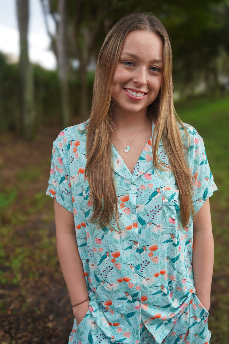 Hummingbird Bloom (Women's Short Sleeve PJ) - BIG FRENCHIES