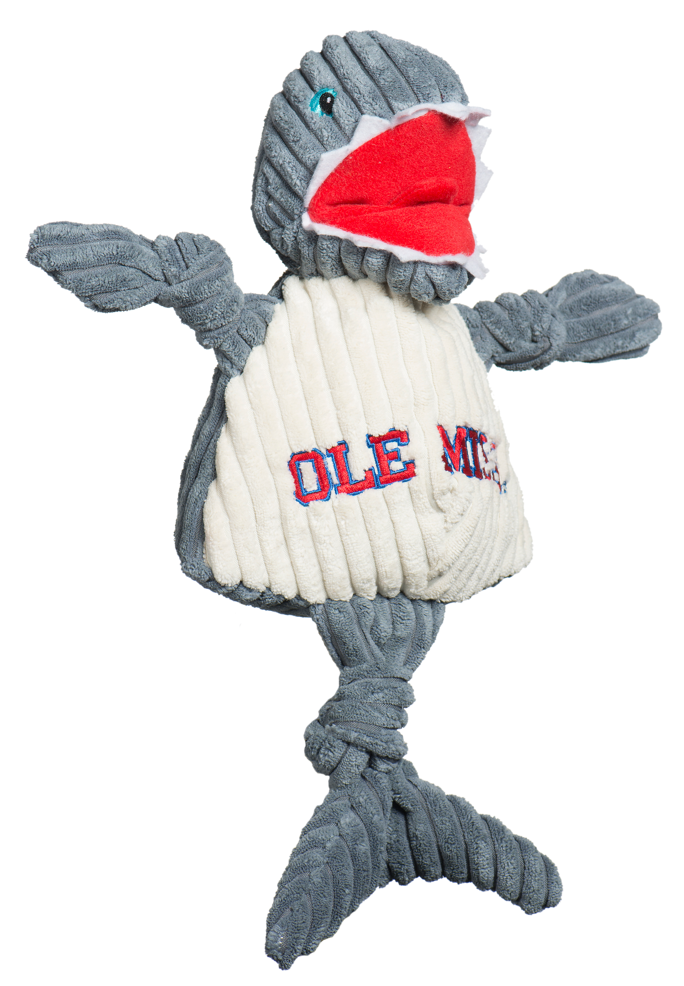 NCAA Ole Miss (U. of Mississippi), Tony Land Shark Knottie® Plush Dog Toy - BIG FRENCHIES