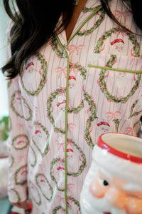 Pink Santa - Ribbed Long Pajama Set
