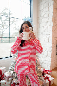 Pink & Red Stripes - Long Pajama Set