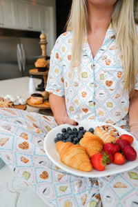 Blue Breakfast - Short Sleeve + Pant Pajama Set