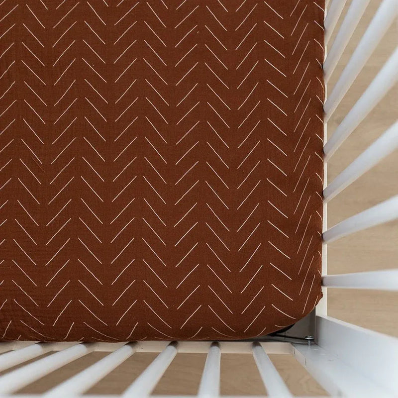 Rust Mudcloth Muslin Crib Sheet - BIG FRENCHIES