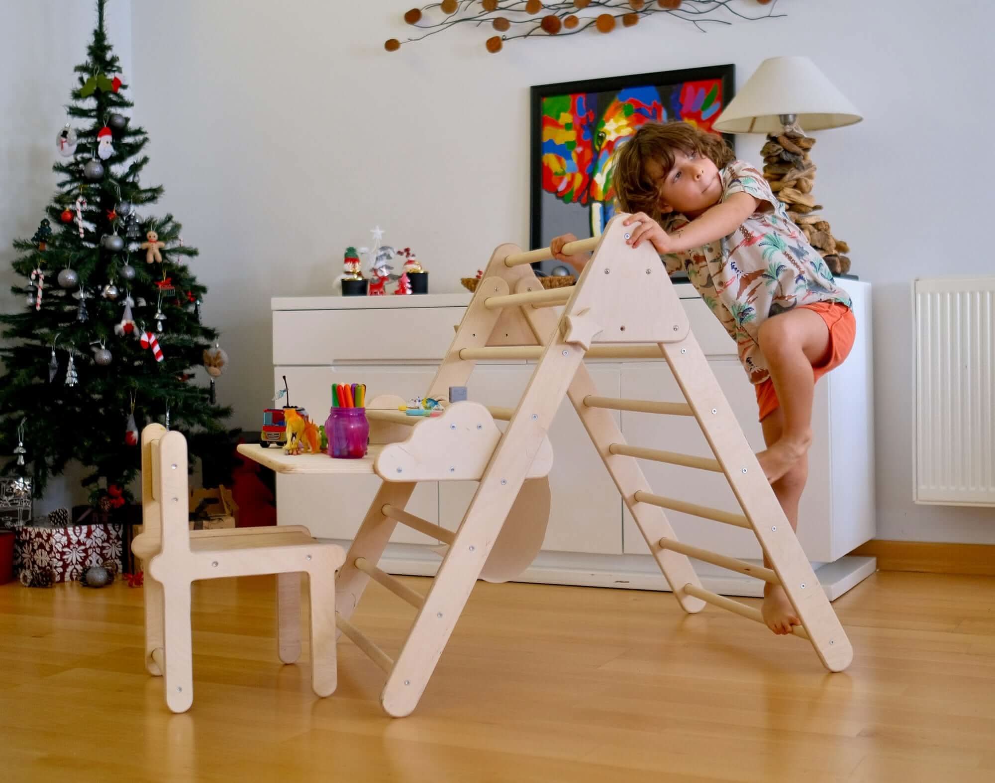 Versatile Montessori Climbing Set with Folding Table and Chair