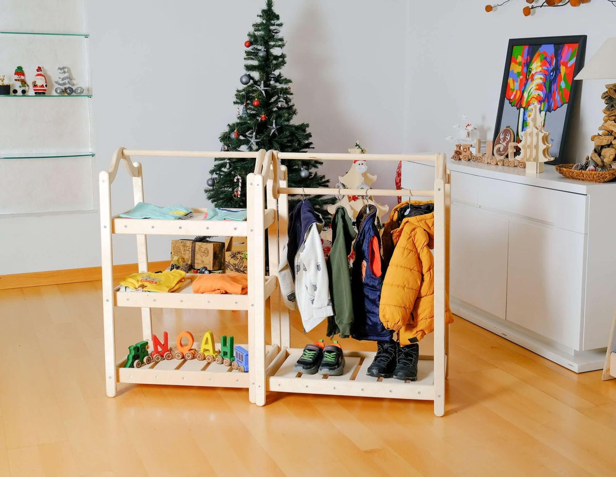 Montessori Wooden Wardrobe Set: Ideal Child Clothing Organizer - BIG FRENCHIES