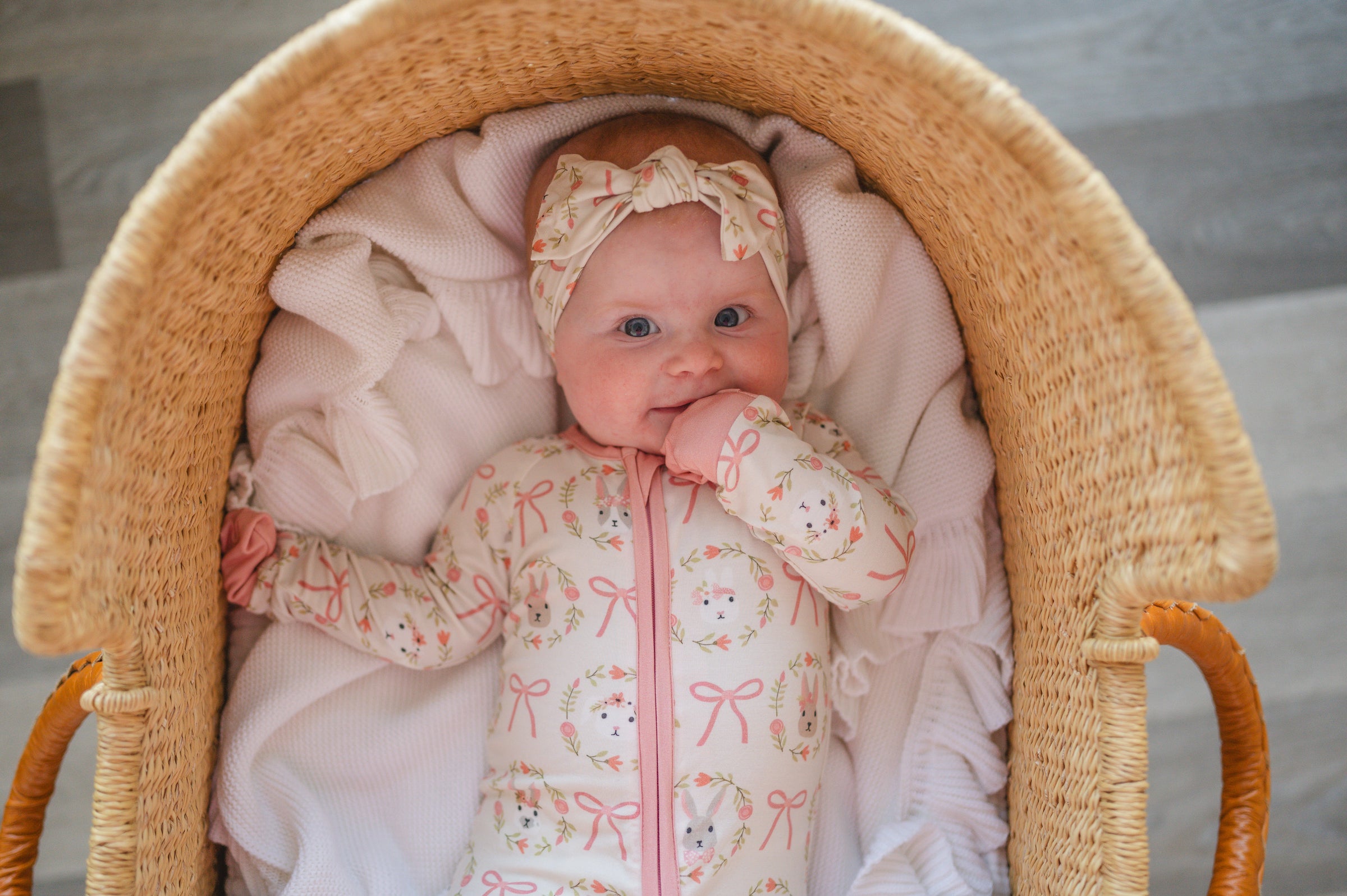 Bows & Bunnies (Convertible Zip Footies) - BIG FRENCHIES