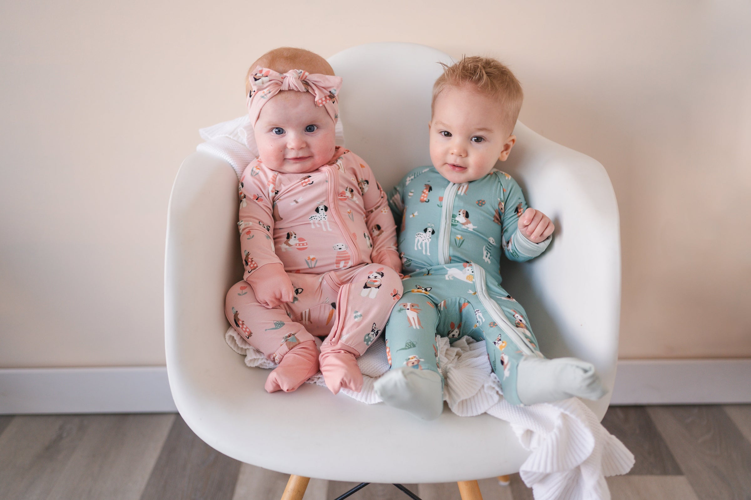 Puppy Egg Hunt (Convertible Zip Footies) - Aquamarine - BIG FRENCHIES
