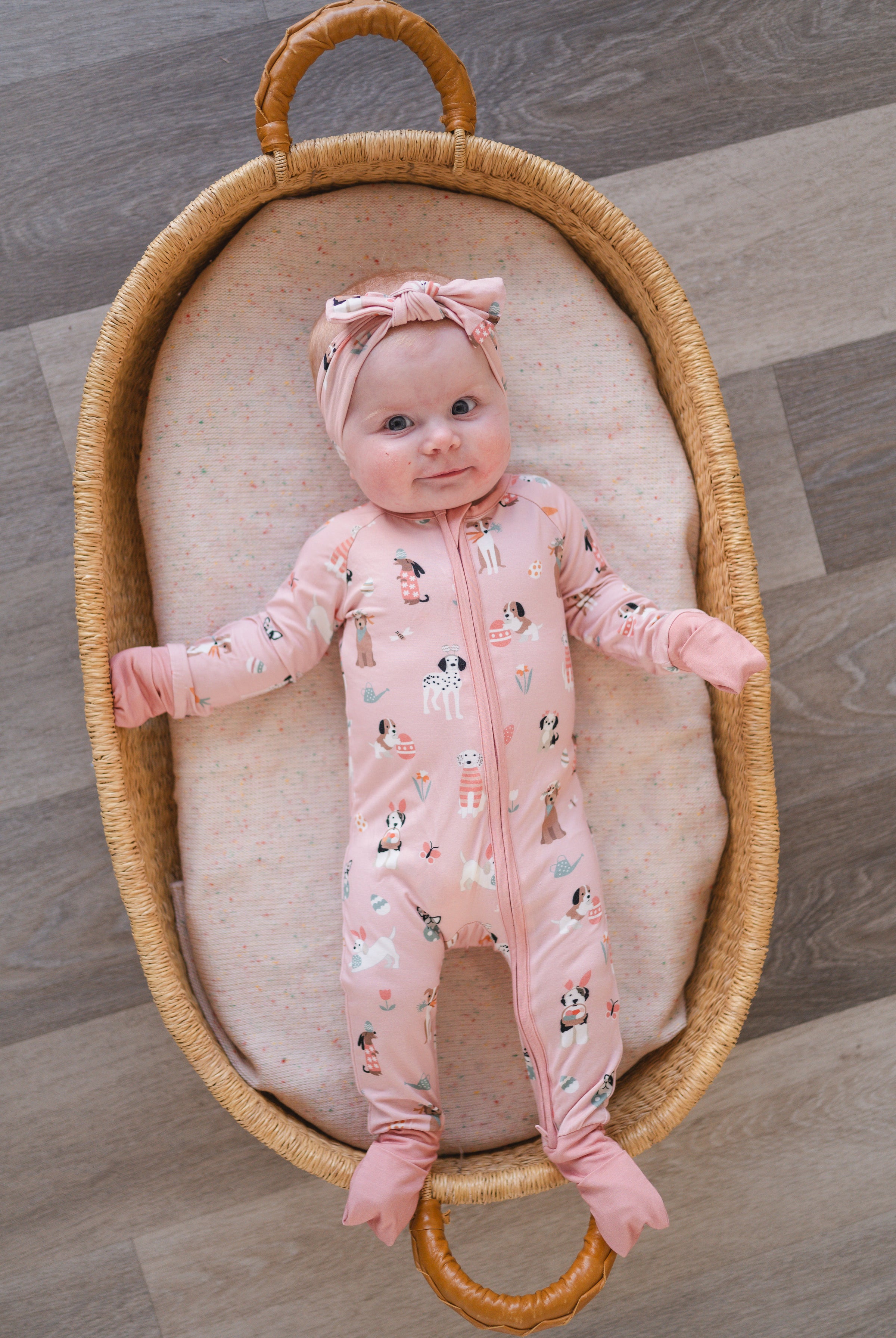 Puppy Egg Hunt (Convertible Zip Footies) - Pink - BIG FRENCHIES