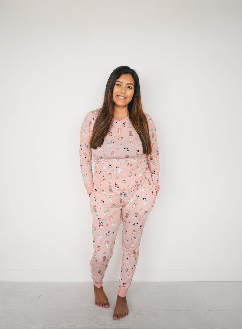 Puppy Egg Hunt (Women's PJ) - Pink - BIG FRENCHIES