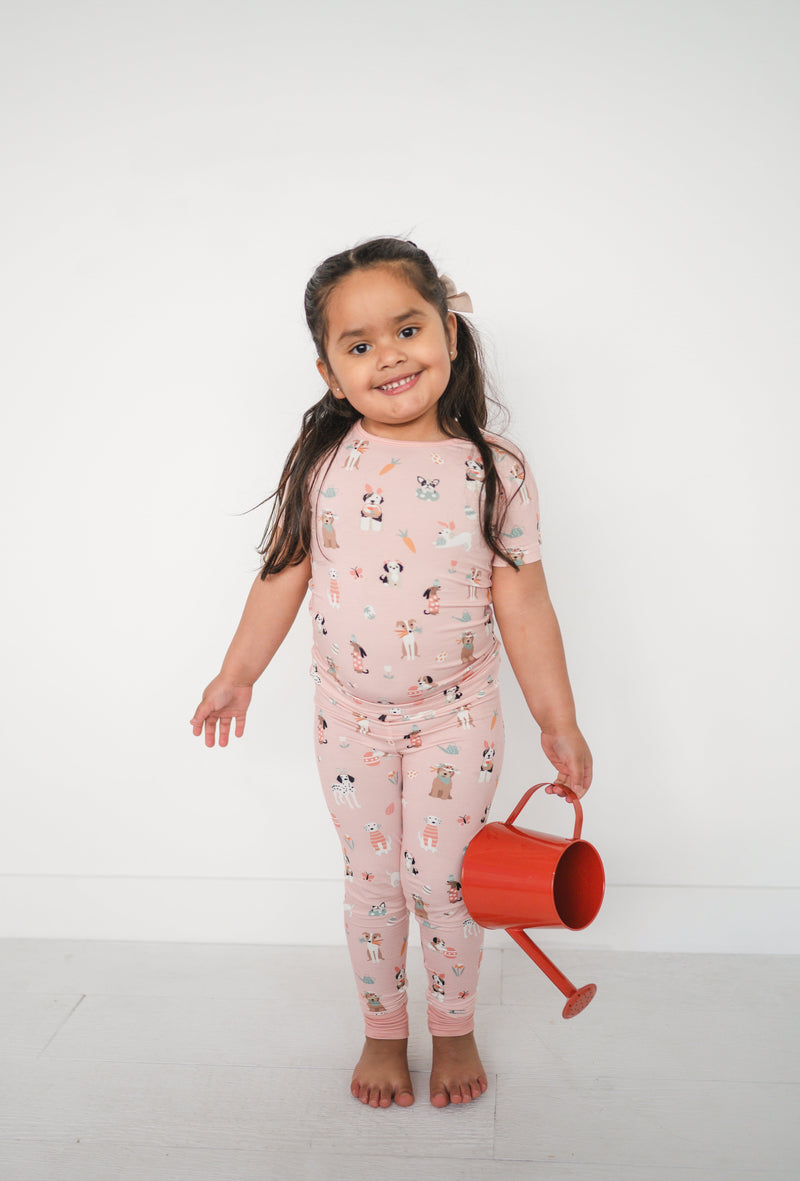 Puppy Egg Hunt (Short Sleeve PJ) - Pink - BIG FRENCHIES