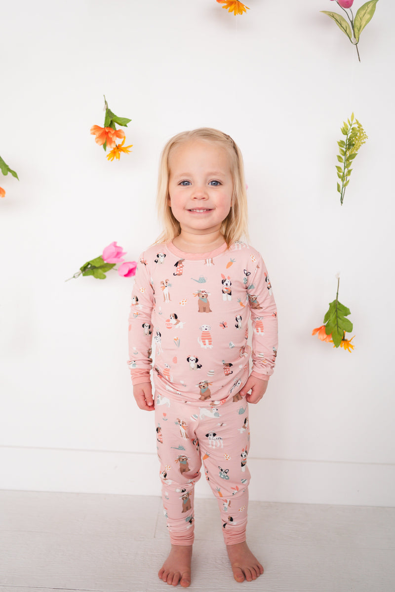 Puppy Egg Hunt (Long Sleeve PJ) - Pink - BIG FRENCHIES