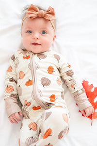 Pumpkins Beige (Convertible Zip Footies) - BIG FRENCHIES