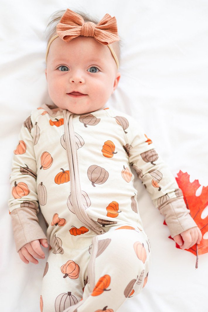 Pumpkins Beige (Convertible Zip Footies) - BIG FRENCHIES