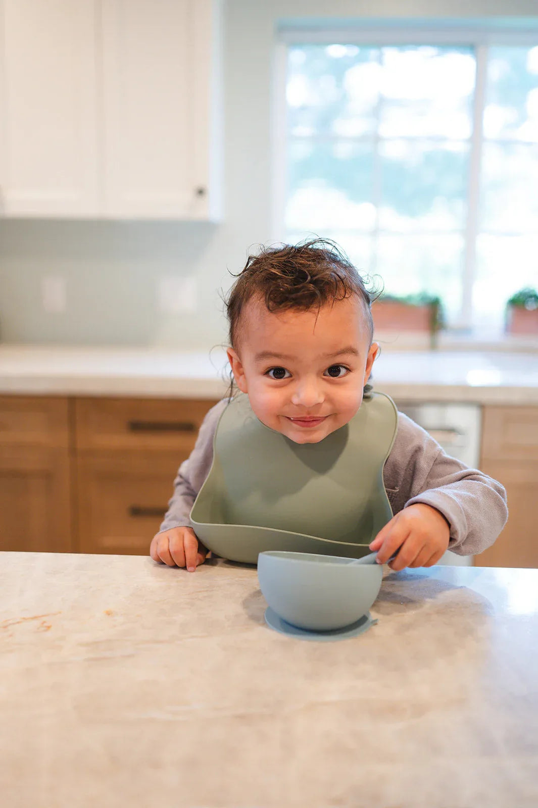 Duck Egg Blue Suction Bowl and Spoon Set - BIG FRENCHIES