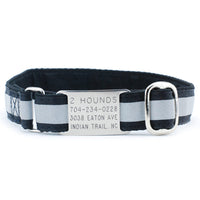 1″ Black Reflective Jingle Free Tag Dog Collar